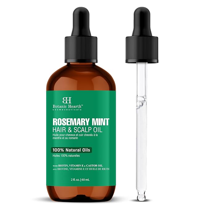 Botanic Hearth Rosemary Mint Hair & Scalp Strengthening Oil (2 fl oz) | Natural Hair Growth & Scalp Treatment | Nourishing & Strengthening Essential Oils for Thicker, Healthier Hair