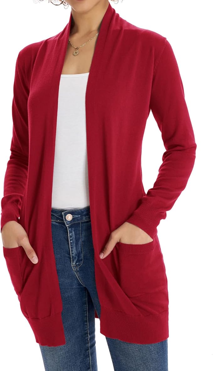 GRACE KARIN Women Lightweight Cardigan Sweaters with Pocket Long Sleeve Shrugs