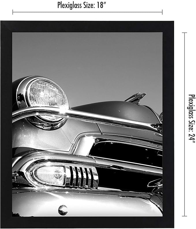 Americanflat 18x24 Poster Frame with Polished Plexiglass - Black Picture Frame - Wide Photo Frames Made of Engineered Wood for Vertical or Horizontal Wall Display - Epic Collection - Black