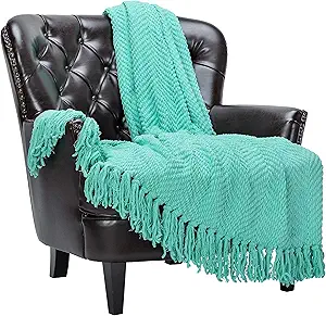 Chanasya Premium Textured Knit Throw Blanket with Tassels - Soft, Cozy Blanket for Couch, Bed, Living Room - 50" x 65” - Holiday