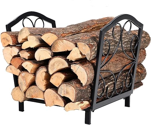 PHI VILLA 17 Inch Small Firewood Racks Indoor/Outdoor Firewood Bin Wood Burning Stove Accessories Wood Storage Log Rack Holder
