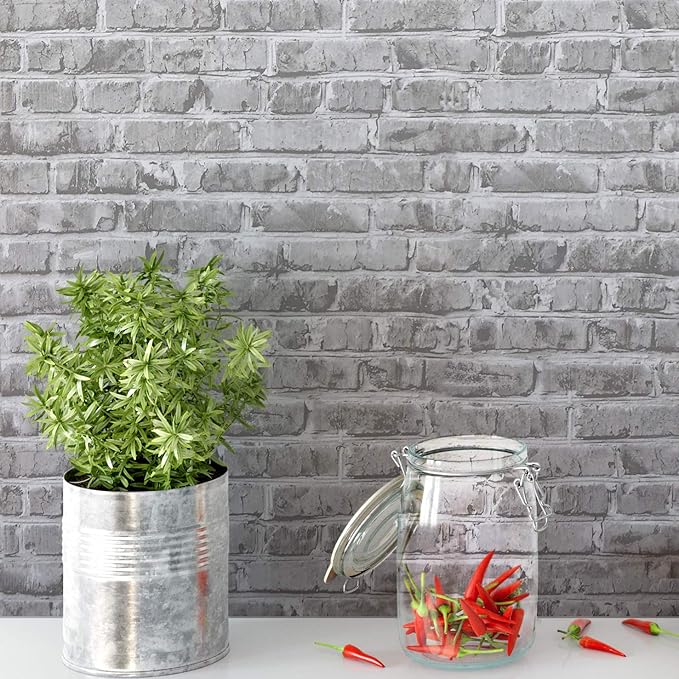 3. Timeet Grey Brick Wallpaper
