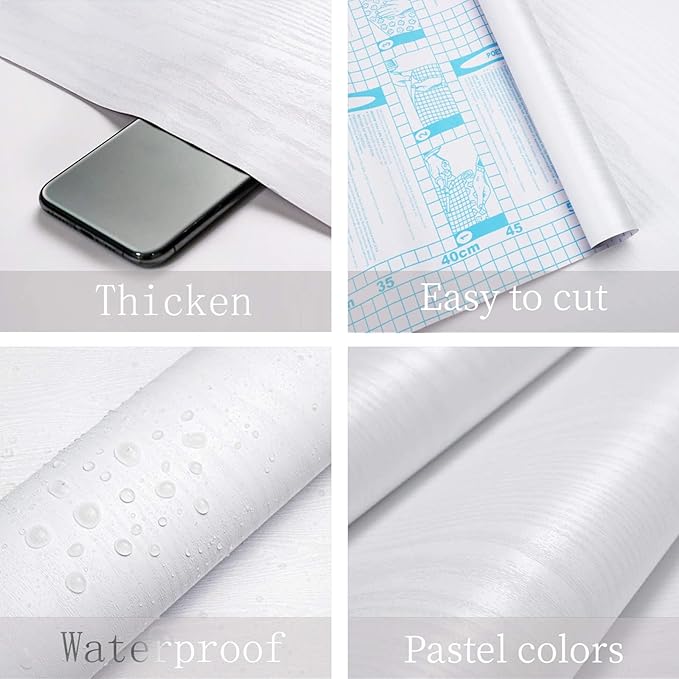 8. Heroad White Wood Grain Wallpaper