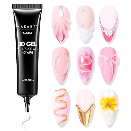 Makartt 3D Nail Gel - Nail Art Sculpting Gel Nail Glue 15g No Wipe Clear Gel Polish for Nail Designs DIY Nail Art for Drawing, Molding, Sculpture and Decoration