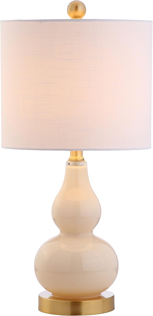 JONATHAN Y JYL1028B Anya 20.5" Mini Glass LED Table Lamp, Transitional, Glam, Midcentury, Modern, Elegant, Office, Living Room, Family Room, Dining Room, Bedroom, Hallway, Foyer, Ivory
