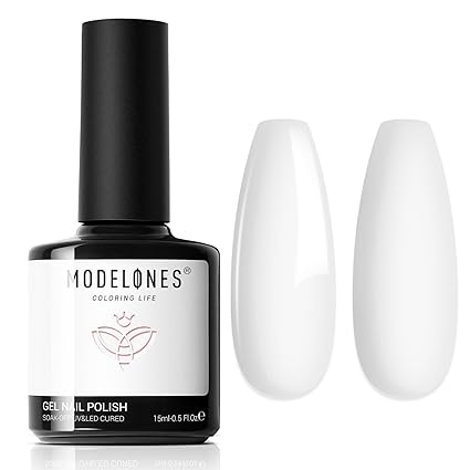 Modelones Gel Nail Polish, 1 Pcs 15 ML White Gel Nail Polish Soak Off Pastel Spring Summer Gel Polish White Nail Polish Art Design for Women Girl Nail Lovers Mother's Day Gift Salon DIY Gel Manicure