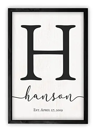 Framed Wooden Family Name Sign Personalized Wood Monogram Choose from Four Sizes