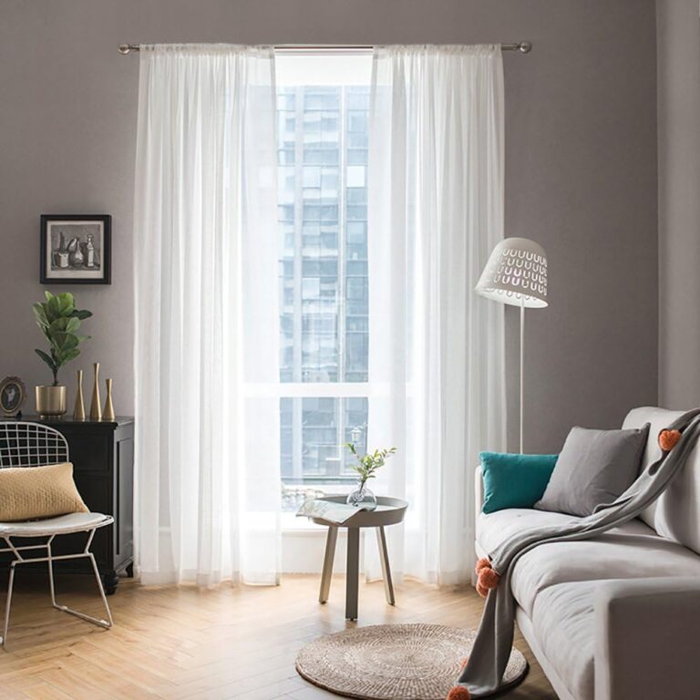 MIULEE 2 Panels Solid Color White Sheer Window Curtains